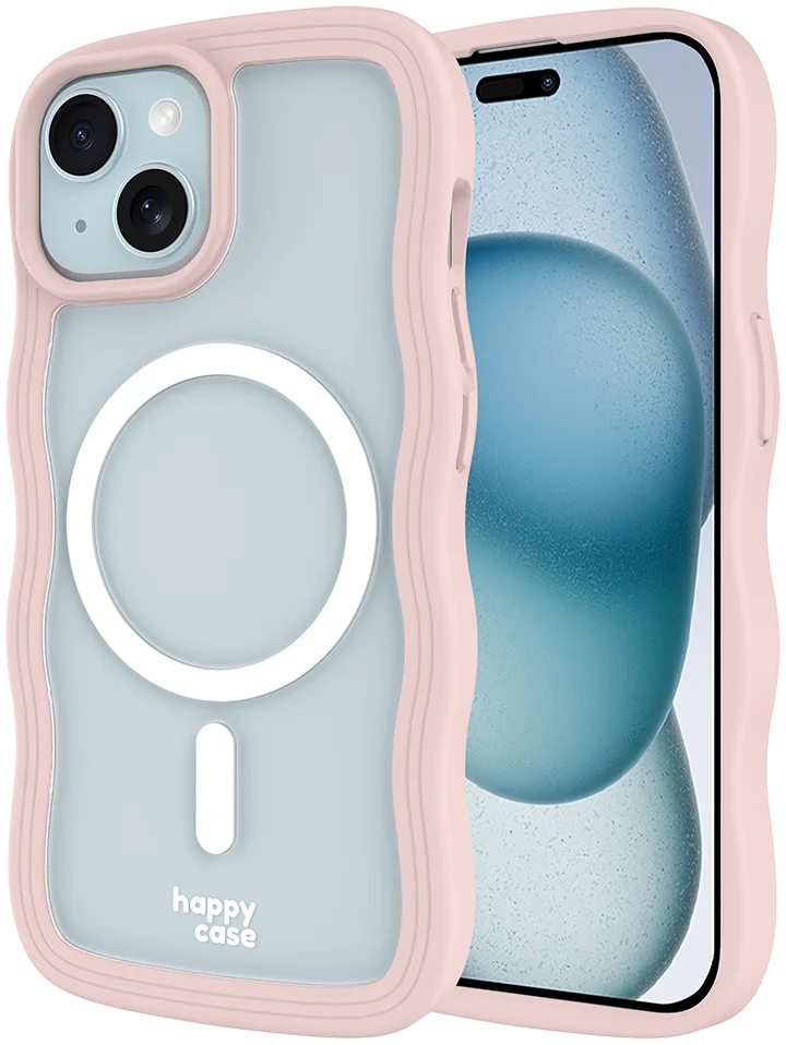 HappyCase Wavy Apple iPhone 17e/16e/14/13 Hoesje MagSafe Back Cover Roze afbeelding 1