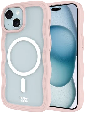 HappyCase Wavy Apple iPhone 17e/16e/14/13 Hoesje MagSafe Back Cover Roze