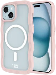 HappyCase Wavy Apple iPhone 16E / 15 / 14 / 13 Hoesje MagSafe Back Cover Roze afbeelding