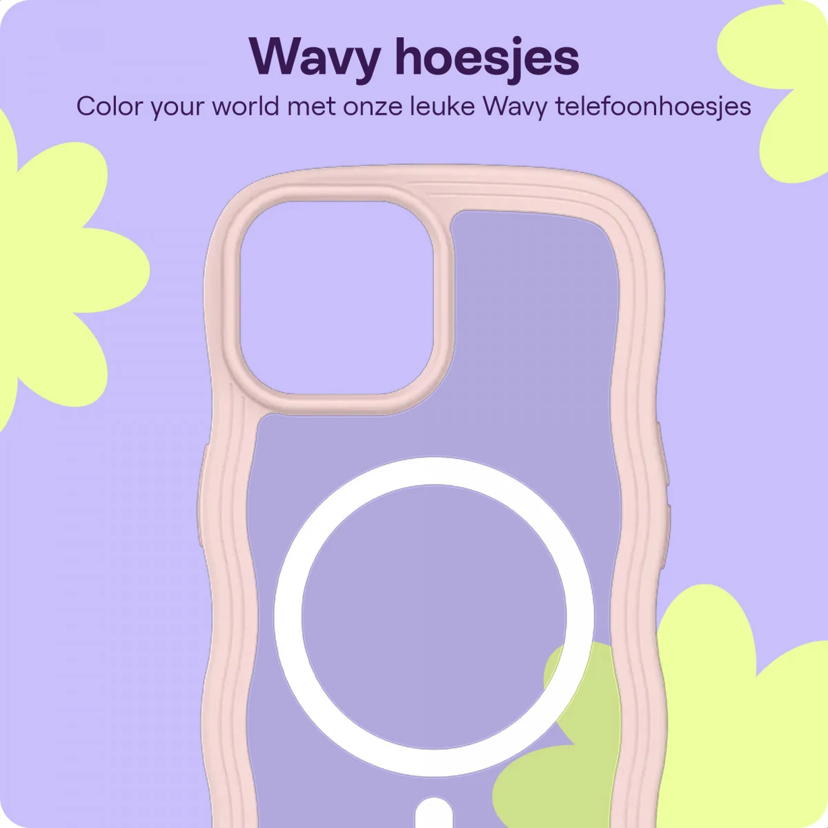HappyCase Wavy Apple iPhone 17e/16e/14/13 Hoesje MagSafe Back Cover Roze afbeelding 4