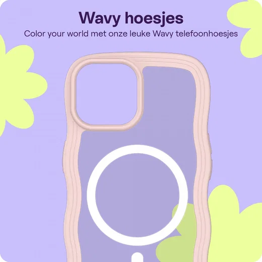 HappyCase Wavy Apple iPhone 17e/16e/14/13 Hoesje MagSafe Back Cover Roze afbeelding 4