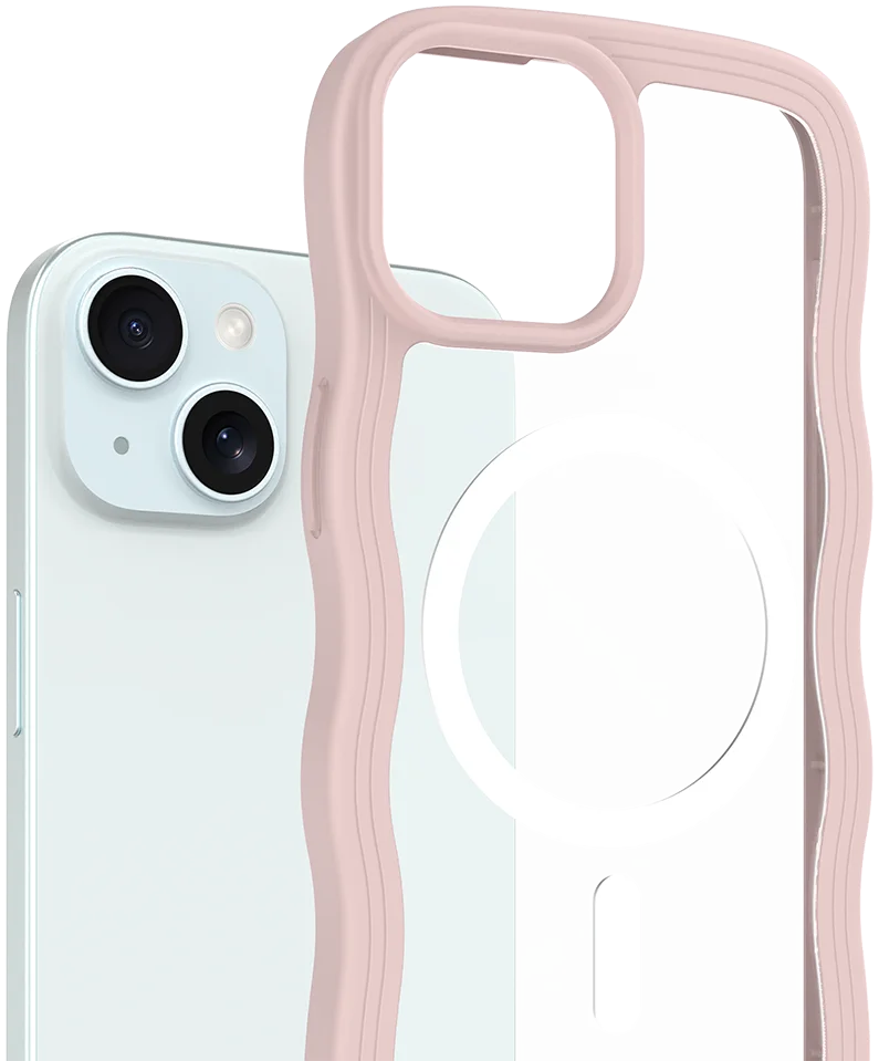 HappyCase Wavy Apple iPhone 17e/16e/14/13 Hoesje MagSafe Back Cover Roze afbeelding 2