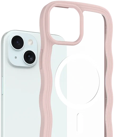 HappyCase Wavy Apple iPhone 17e/16e/14/13 Hoesje MagSafe Back Cover Roze afbeelding 2