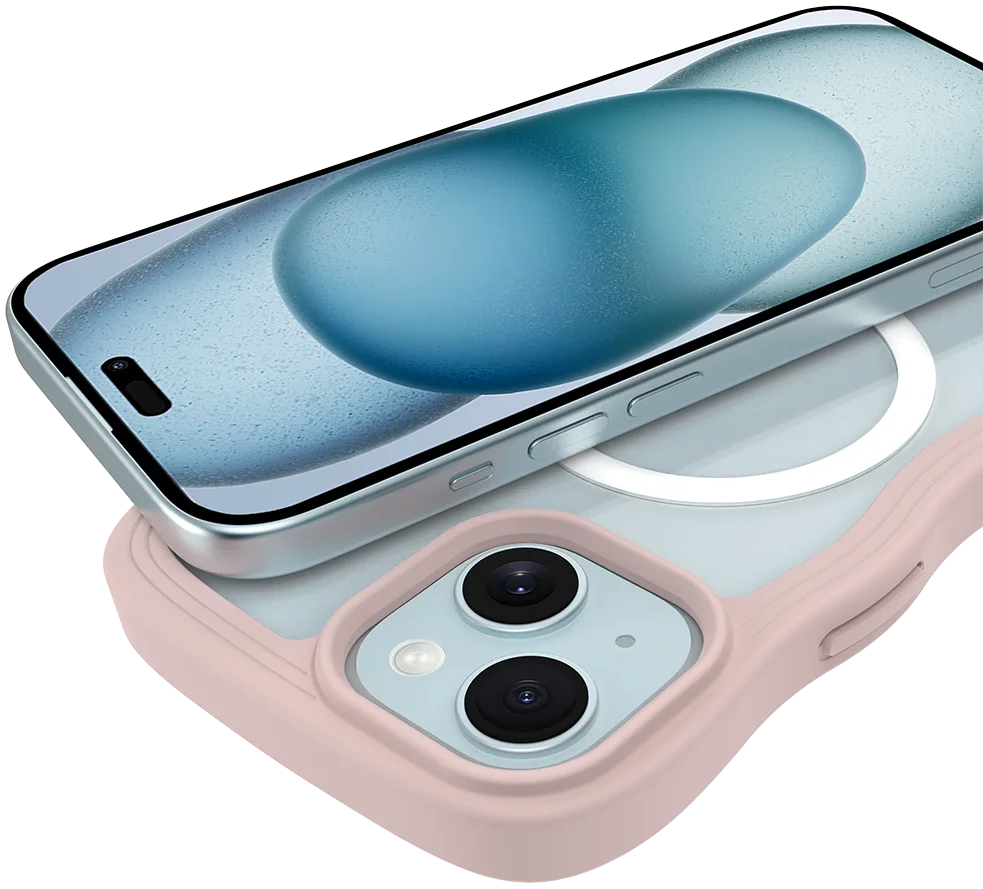 HappyCase Wavy Apple iPhone 17e/16e/14/13 Hoesje MagSafe Back Cover Roze afbeelding 10