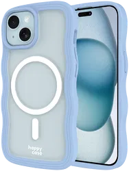 HappyCase Wavy Apple iPhone 16E / 15 / 14 / 13 Hoesje MagSafe Back Cover Blauw afbeelding