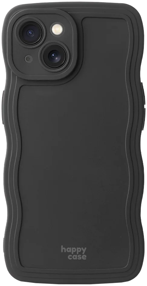 HappyCase Wavy Apple iPhone 15 Hoesje TPU Back Cover Zwart afbeelding 1
