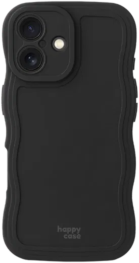 HappyCase Wavy Apple iPhone 16 Hoesje TPU Back Cover Zwart afbeelding 1