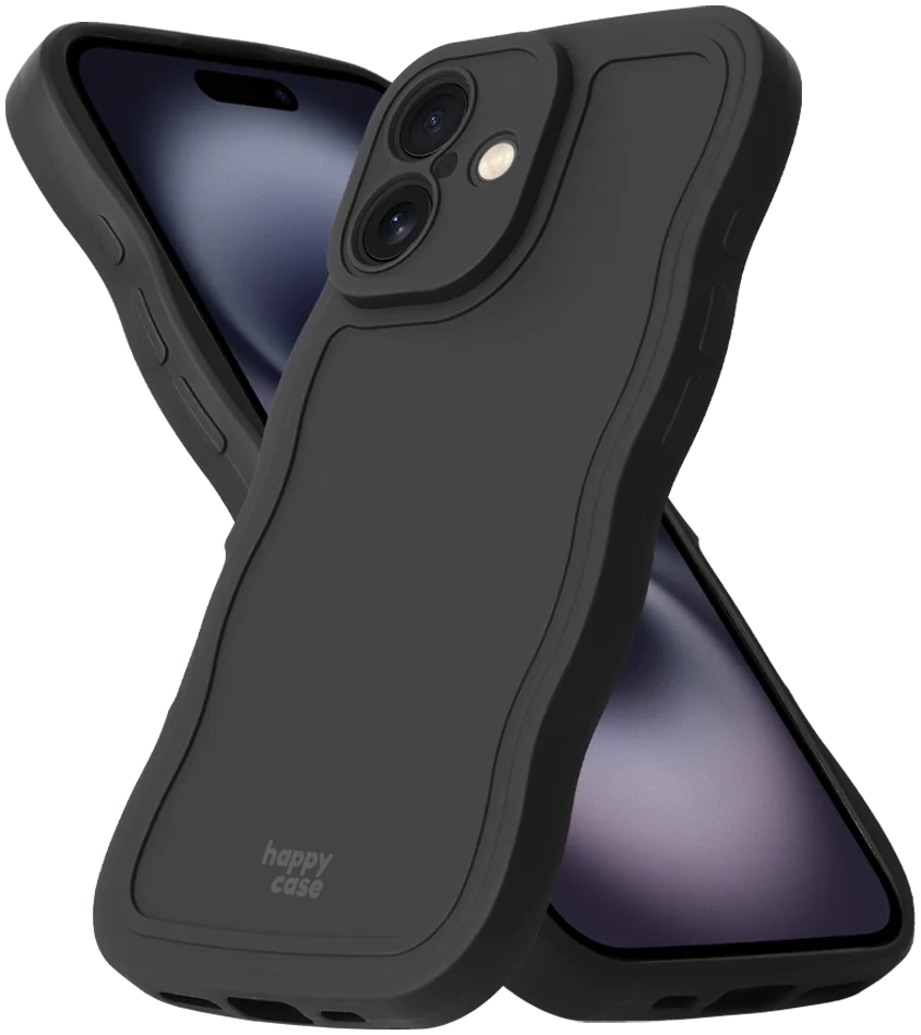HappyCase Wavy Apple iPhone 16 Hoesje TPU Back Cover Zwart afbeelding 2