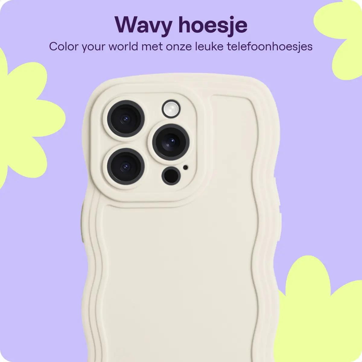 HappyCase Wavy Apple iPhone 16 Pro Hoesje TPU Back Cover Beige afbeelding 5
