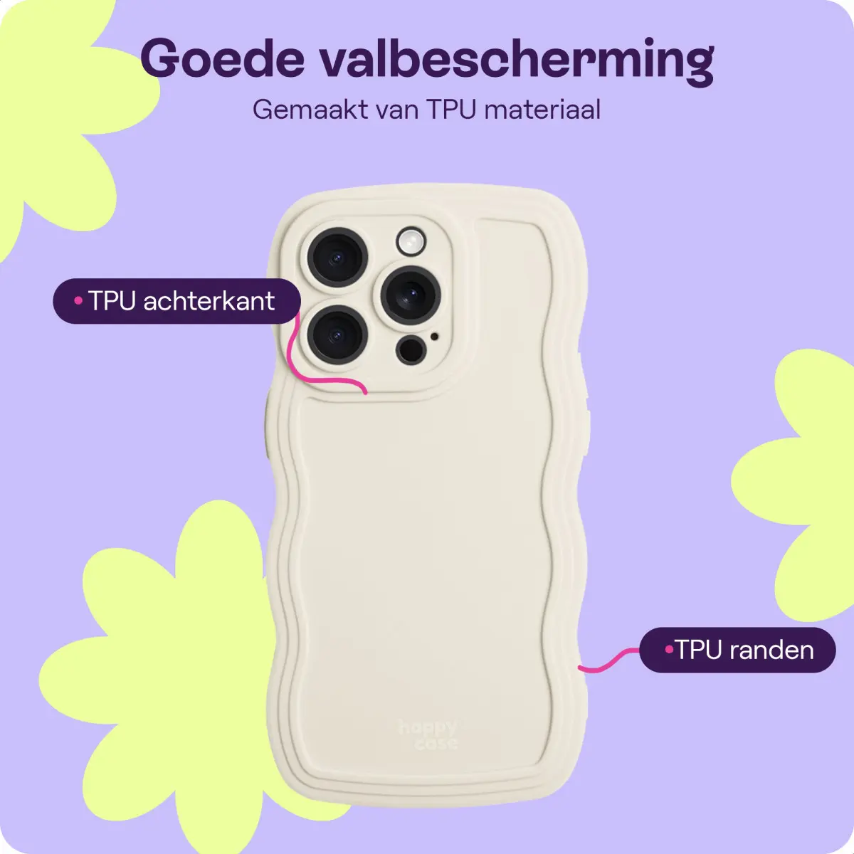 HappyCase Wavy Apple iPhone 16 Pro Hoesje TPU Back Cover Beige afbeelding 4