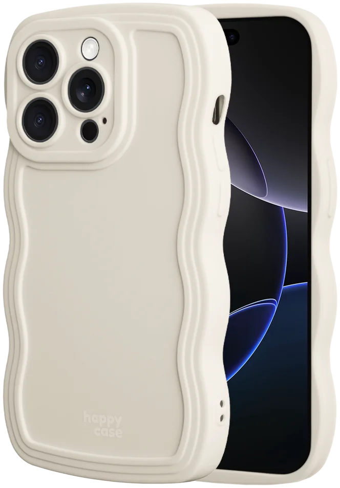 HappyCase Wavy Apple iPhone 16 Pro Hoesje TPU Back Cover Beige afbeelding 2