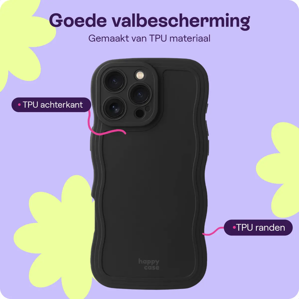 HappyCase Wavy Apple iPhone 16 Pro Max Hoesje TPU Back Cover Zwart afbeelding 4