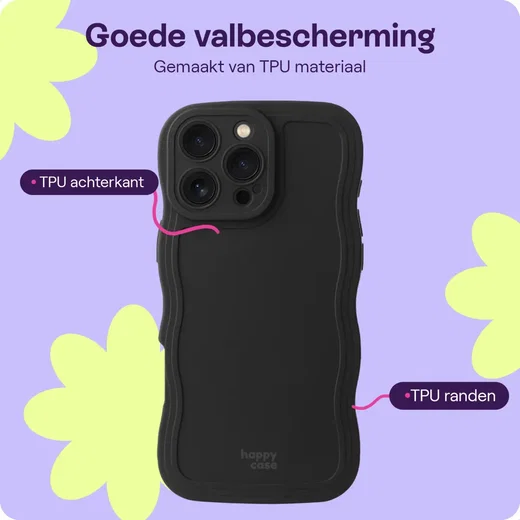 HappyCase Wavy Apple iPhone 16 Pro Max Hoesje TPU Back Cover Zwart afbeelding 4