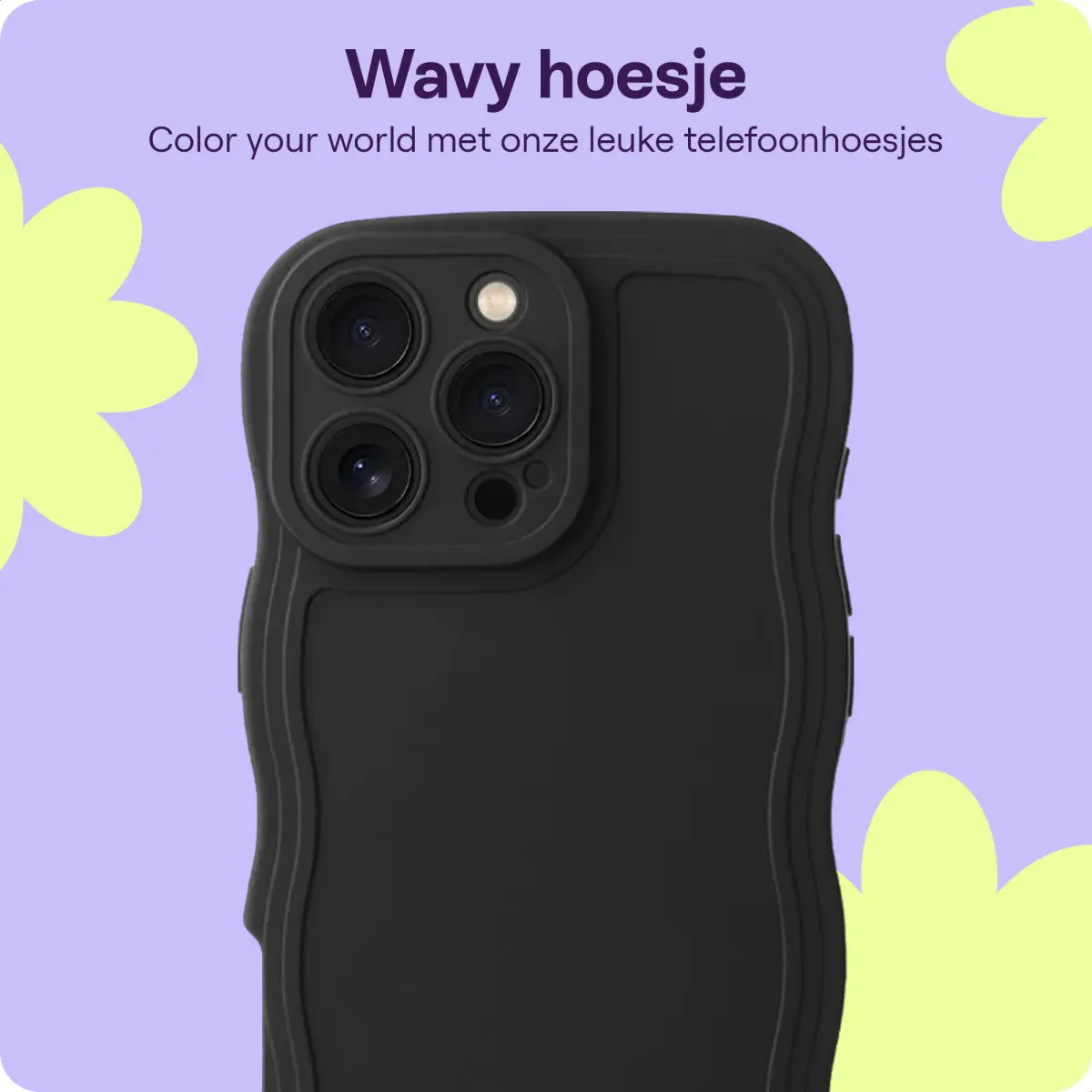 HappyCase Wavy Apple iPhone 16 Pro Max Hoesje TPU Back Cover Zwart afbeelding 5