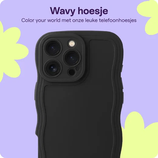 HappyCase Wavy Apple iPhone 16 Pro Max Hoesje TPU Back Cover Zwart afbeelding 5