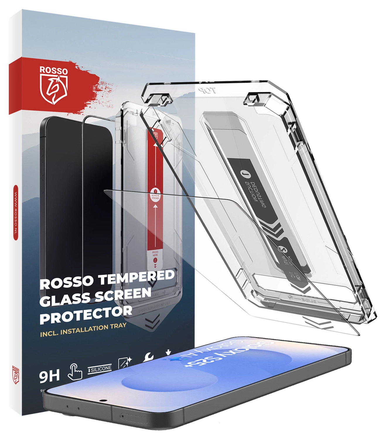 Rosso Samsung Galaxy S25 Plus Tempered Glass met Installatietray Dust Removal afbeelding 1