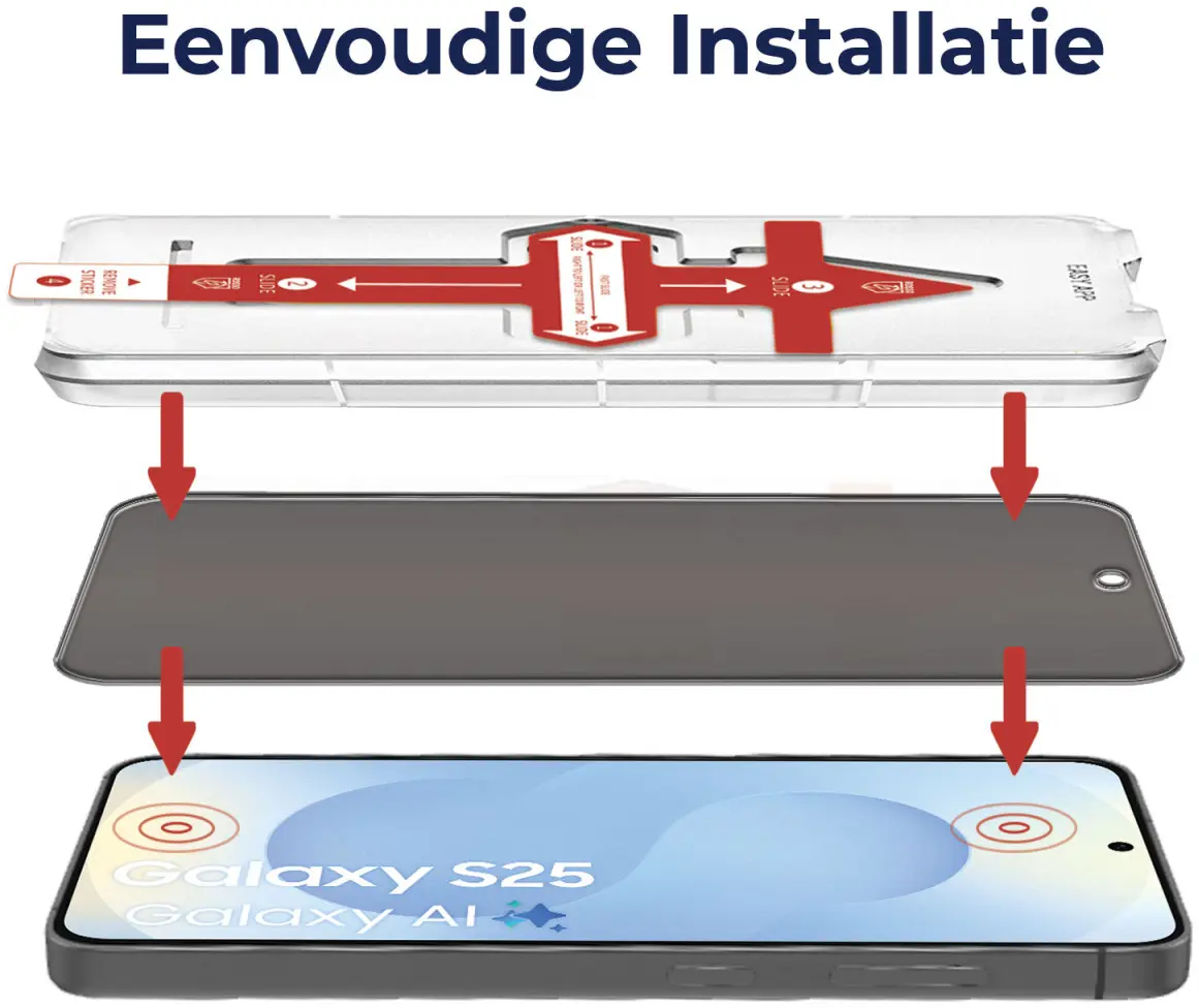 Rosso Samsung Galaxy S25 Privacy Glass met Installatietray Dust Removal afbeelding 2