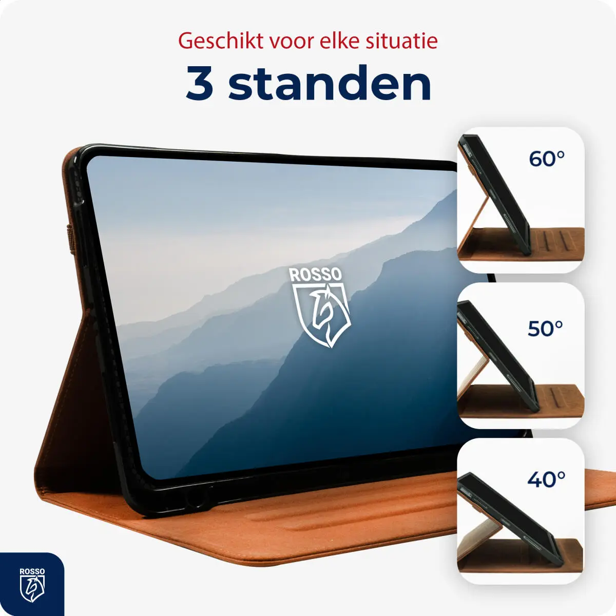 Rosso Deluxe Apple iPad Air 10.9 (2020/2022) Hoes Book Case Echt Leer Bruin afbeelding 4