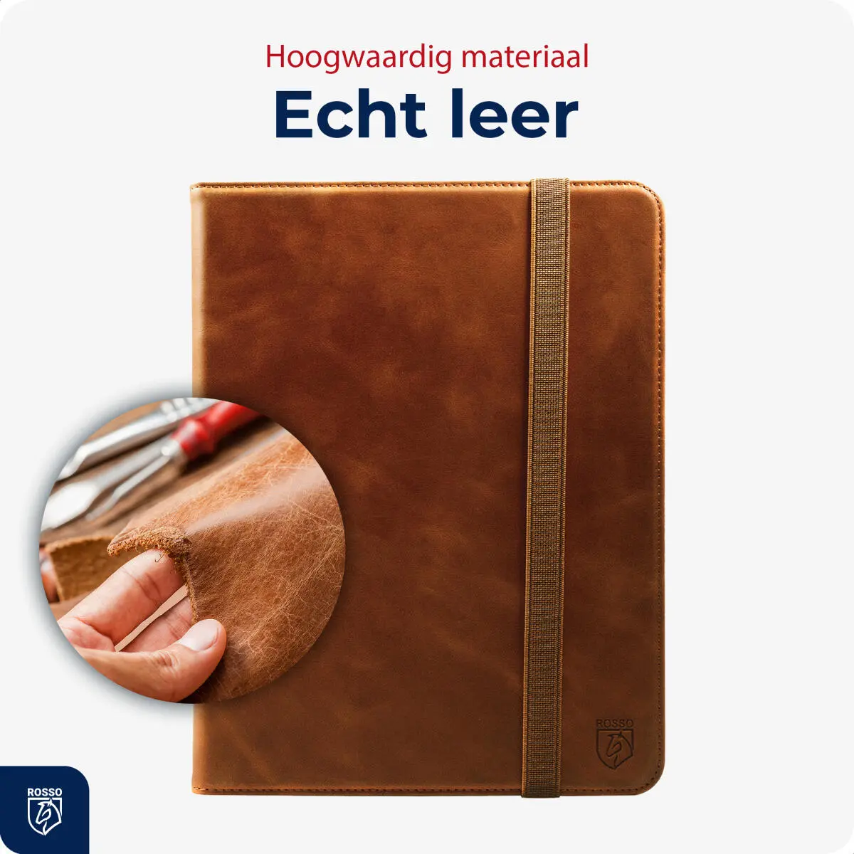 Rosso Deluxe Apple iPad 11 (2025) / 10.9 (2022) Hoes Book Case Echt Leer Bruin afbeelding 3