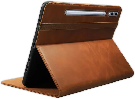 Rosso Deluxe Samsung Galaxy Tab S10+/S9+/S9 FE+ Hoes Book Case Echt Leer Bruin afbeelding 7