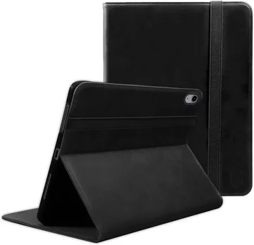 Rosso Deluxe Apple iPad 11 (2025) / 10.9 (2022) Hoes Book Case Echt Leer Zwart