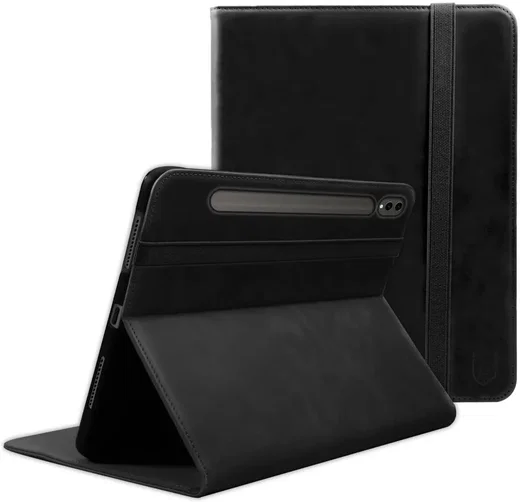 Rosso Deluxe Samsung Tab S10 Lite / S10 FE / S9 (FE) Book Case Echt Leer Zwart afbeelding 1