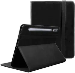 Rosso Deluxe Samsung Tab S9 Ultra / S10 Ultra Hoes Book Case Echt Leer Zwart afbeelding