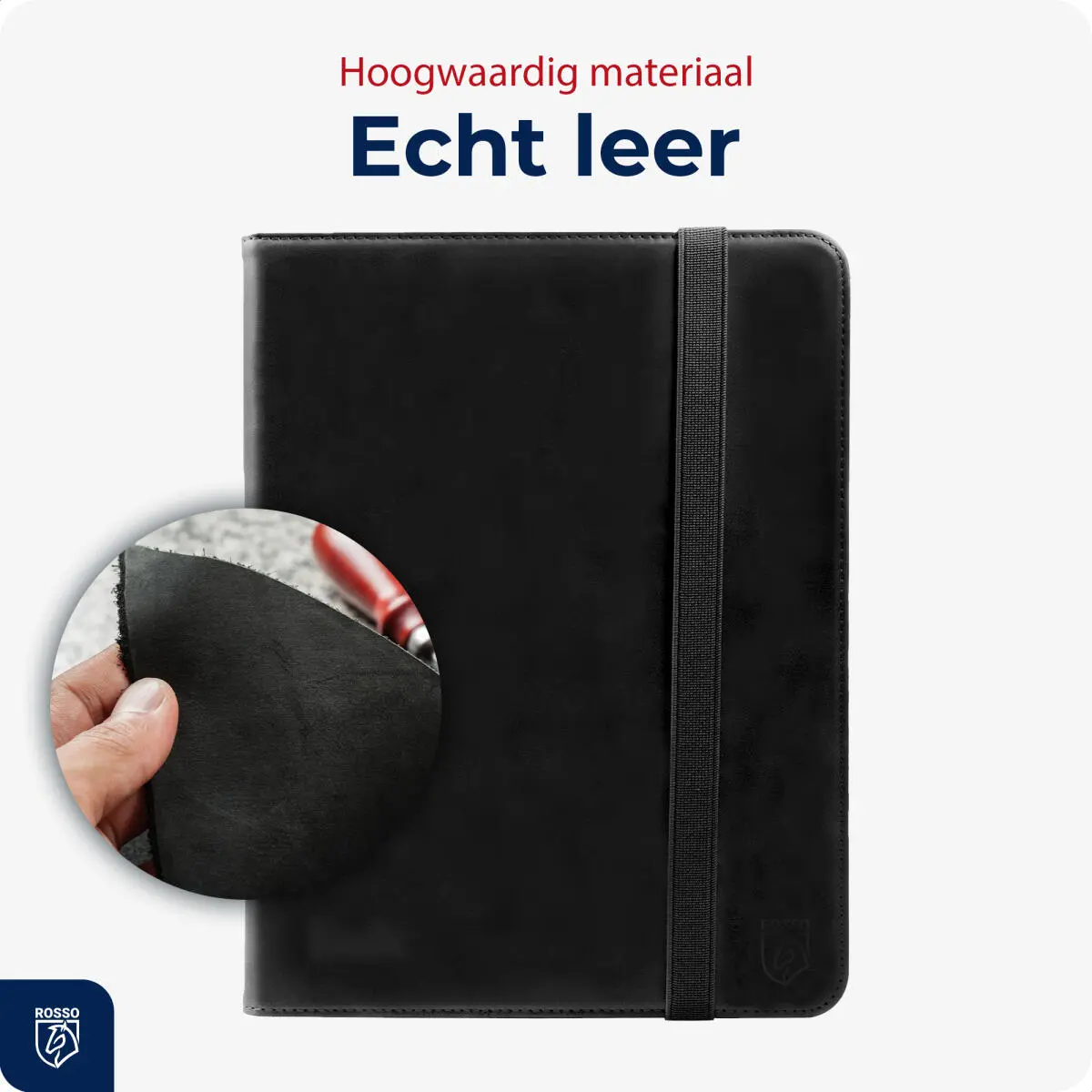 Rosso Deluxe Samsung Tab S9 Ultra / S10 Ultra Hoes Book Case Echt Leer Zwart afbeelding 3