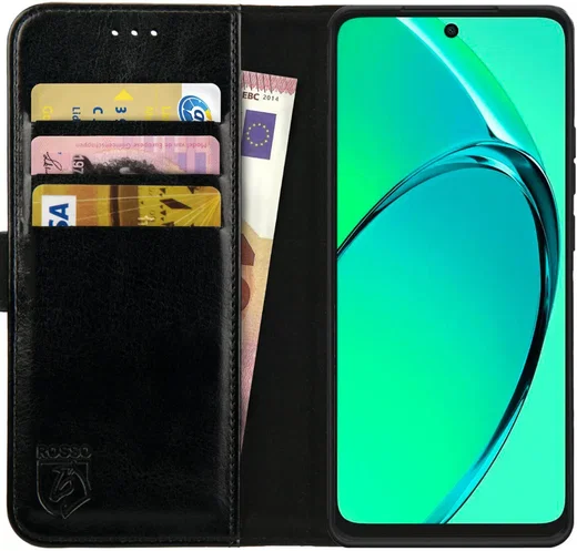Rosso Element Oppo A60 5G / A40 / A40m Hoesje Book Case Wallet Zwart afbeelding 1