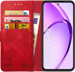 Rosso Element Oppo A80 Hoesje Book Case Wallet Rood afbeelding