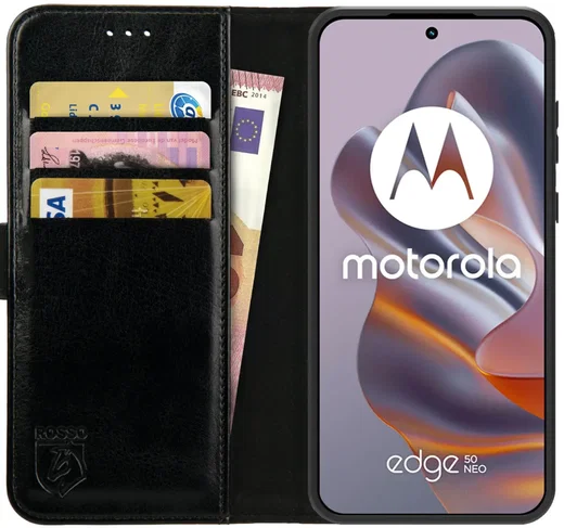 Rosso Element Motorola Edge 50 Neo Hoesje Book Case Wallet Zwart afbeelding 1