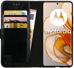 Rosso Element Motorola Edge 50 Hoesje Book Case Wallet Zwart afbeelding