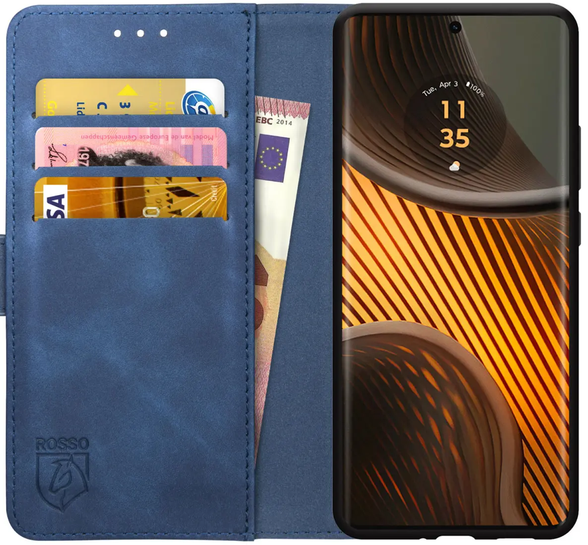 Rosso Element Motorola Edge 50 Ultra Hoesje Book Case Wallet Blauw afbeelding 1
