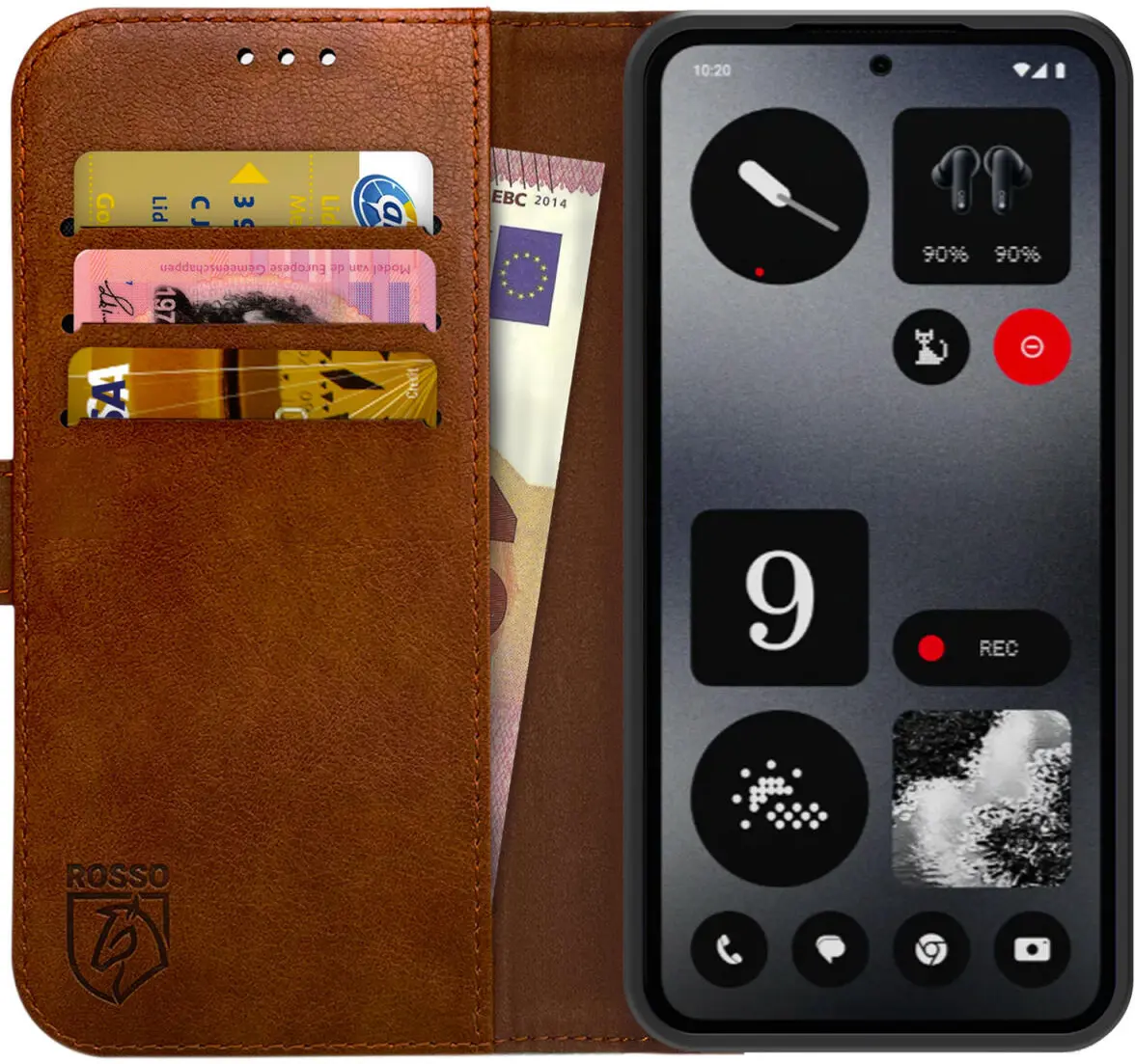 Rosso Element Nothing CMF Phone 1 Hoesje Book Case Wallet Bruin afbeelding 1
