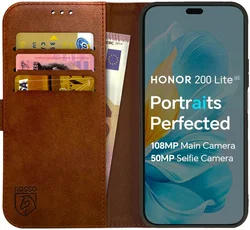 Rosso Element Honor 200 Lite Hoesje Book Case Wallet Bruin afbeelding