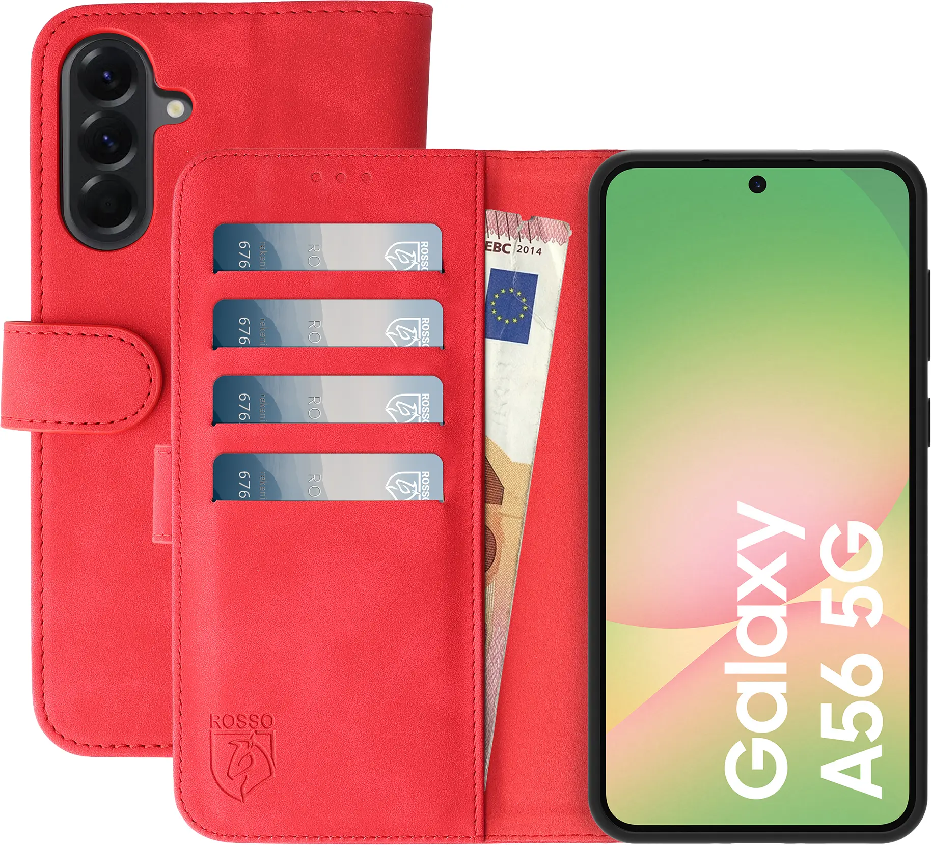 Rosso Element Samsung Galaxy A56 Hoesje Book Case Wallet Rood afbeelding 1