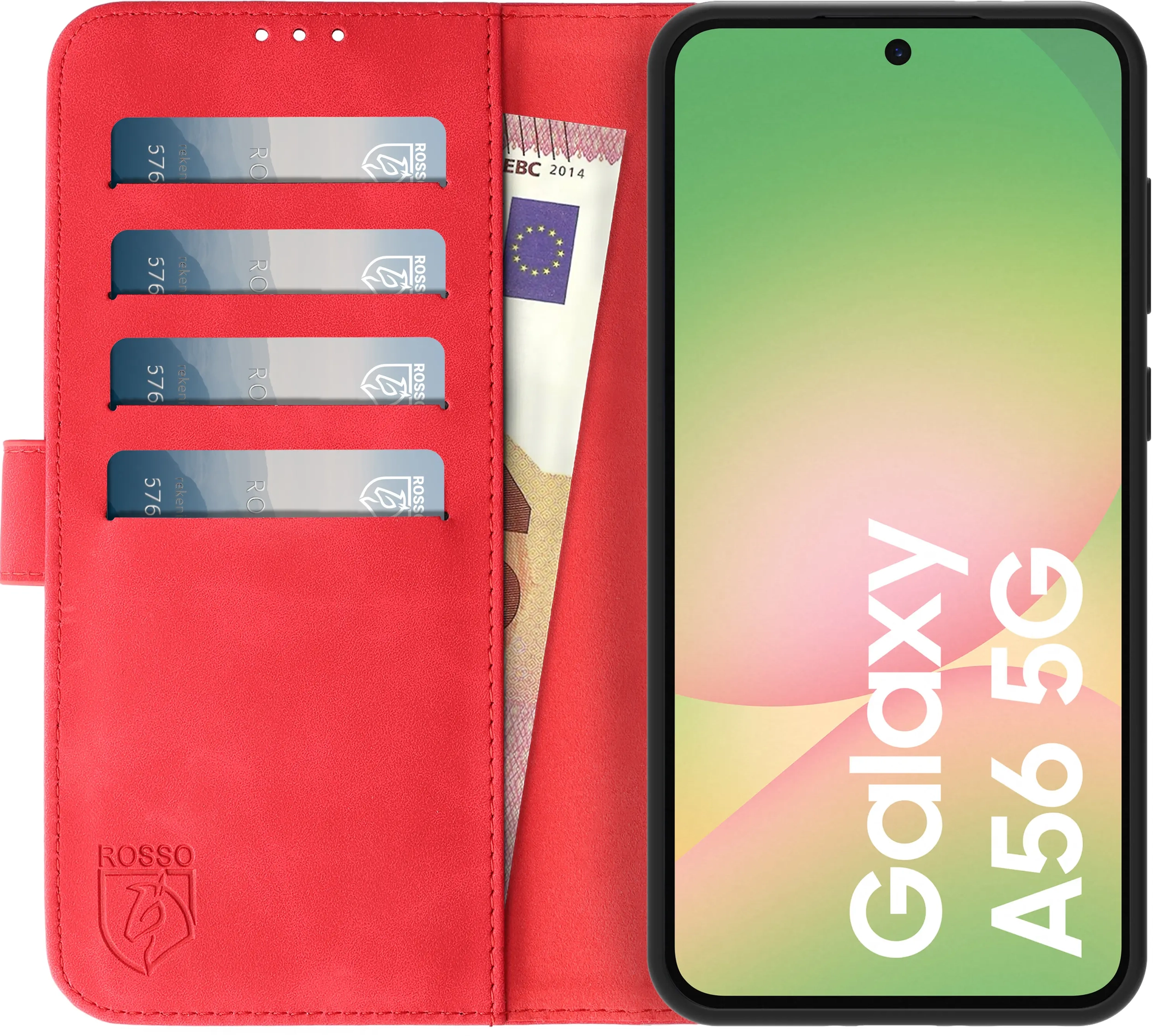 Rosso Element Samsung Galaxy A56 Hoesje Book Case Wallet Rood afbeelding 12