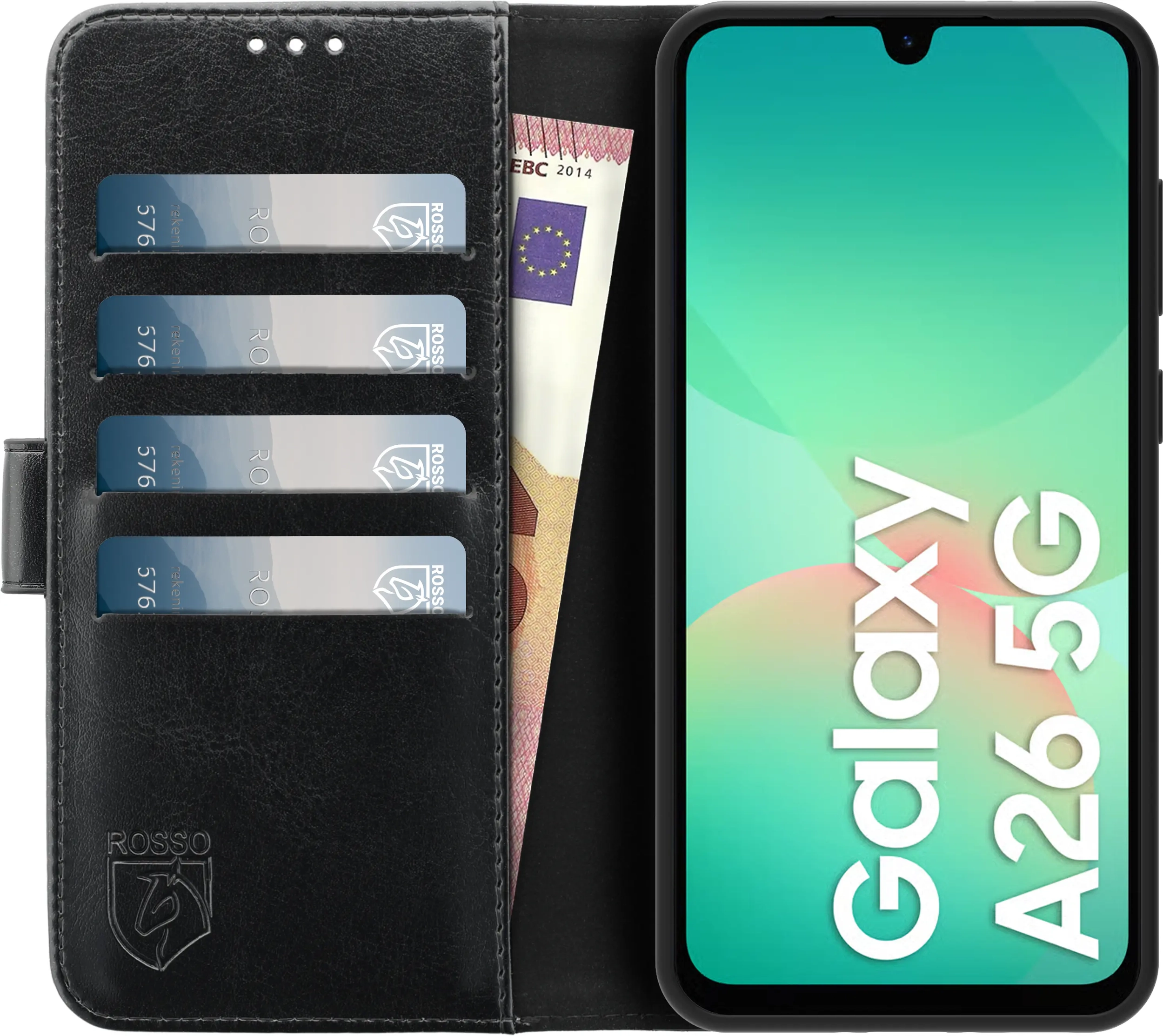 Rosso Element Samsung Galaxy A26 Hoesje Book Case Wallet Zwart afbeelding 12