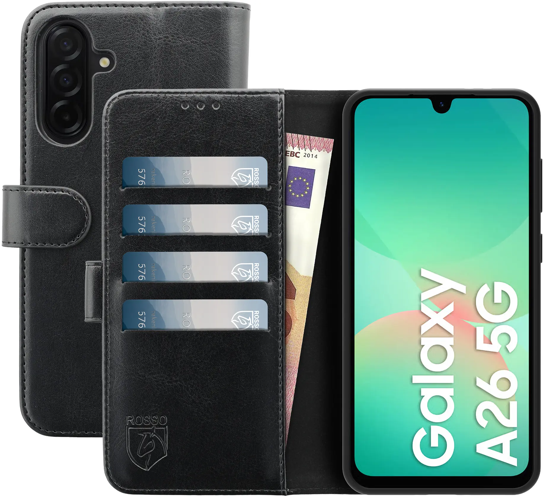 Rosso Element Samsung Galaxy A26 Hoesje Book Case Wallet Zwart afbeelding 1