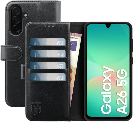 Rosso Element Samsung Galaxy A26 Hoesje Book Case Wallet Zwart afbeelding 1