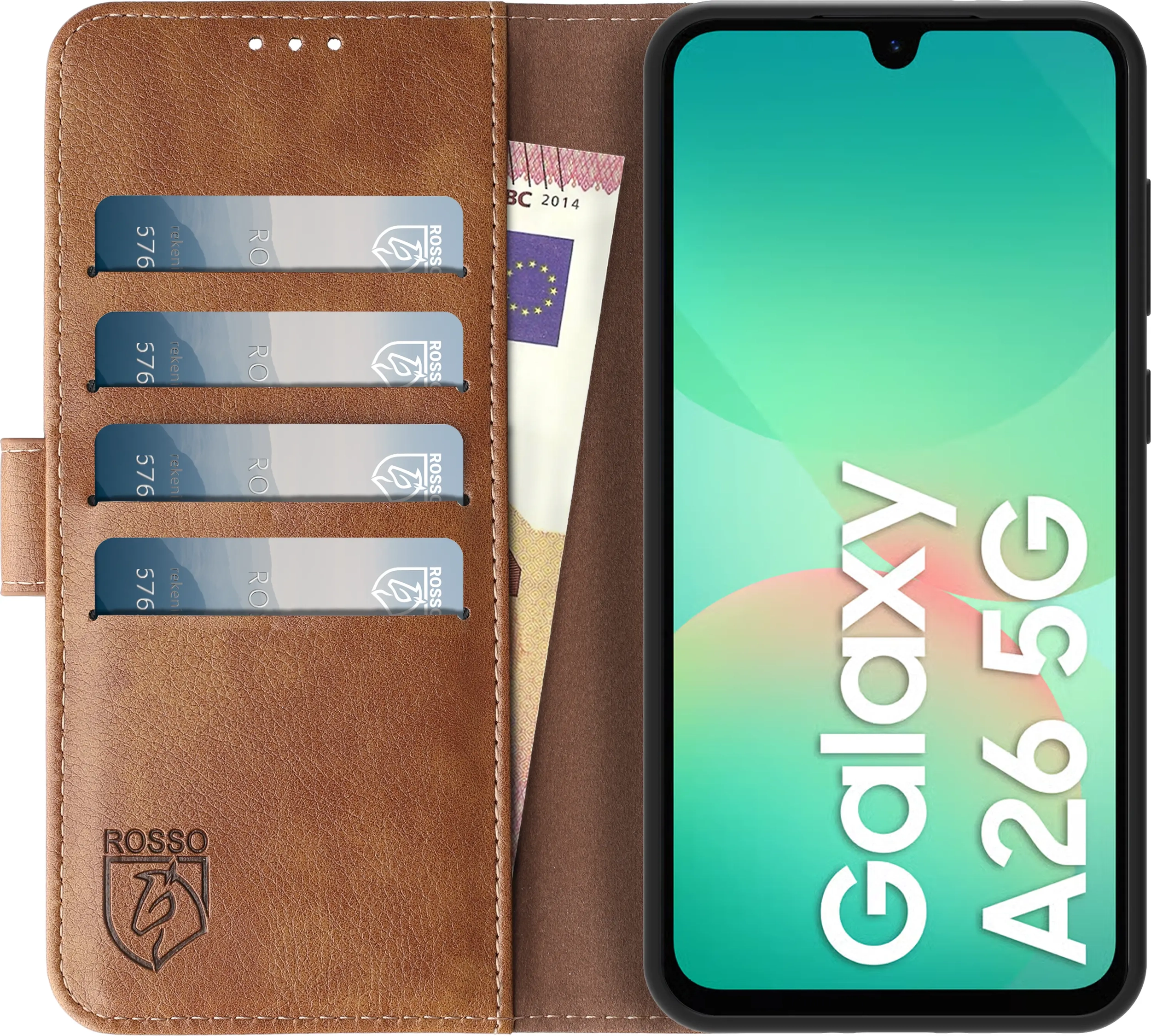 Rosso Element Samsung Galaxy A26 Hoesje Book Case Wallet Bruin afbeelding 13