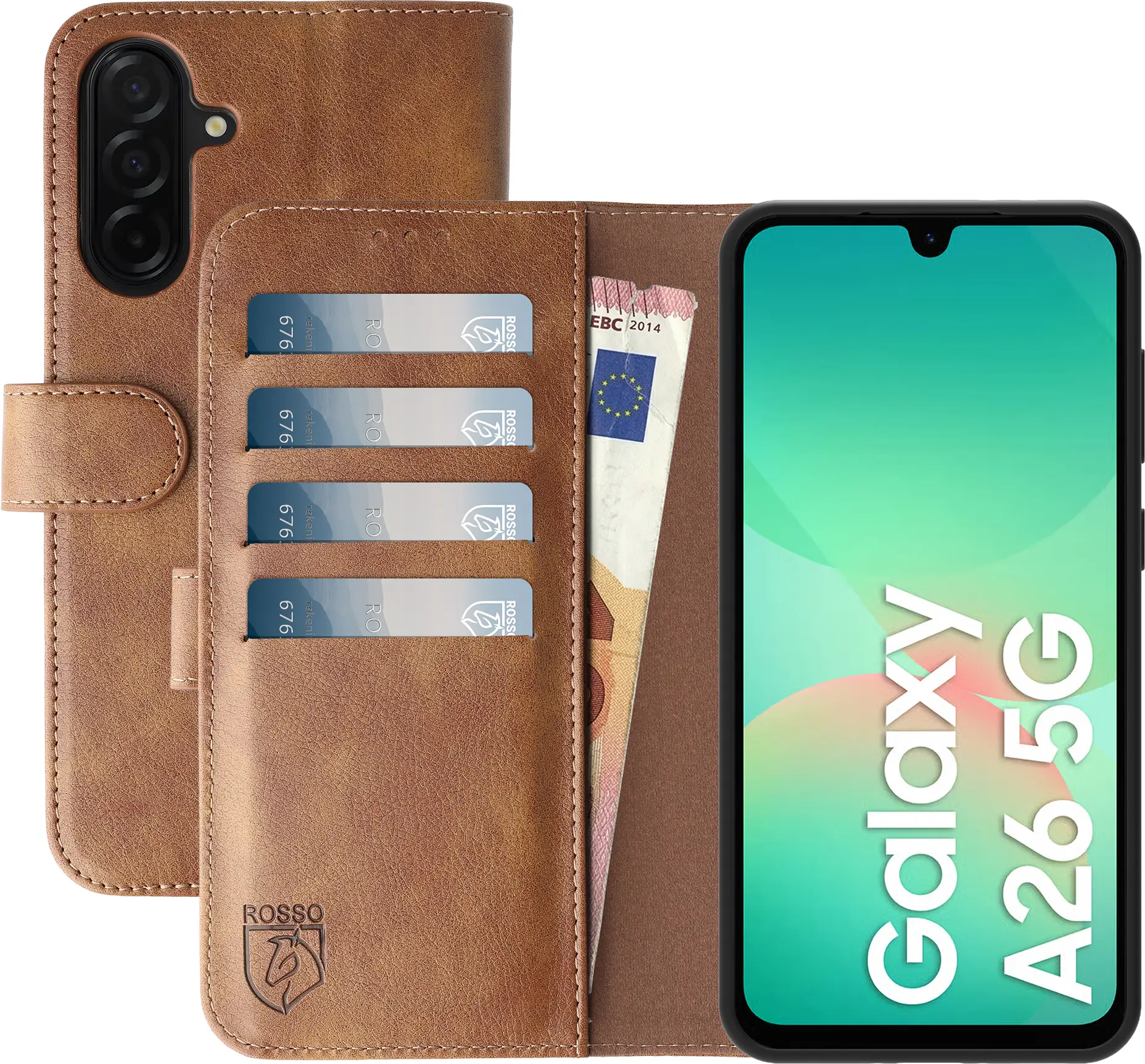 Rosso Element Samsung Galaxy A26 Hoesje Book Case Wallet Bruin afbeelding 1