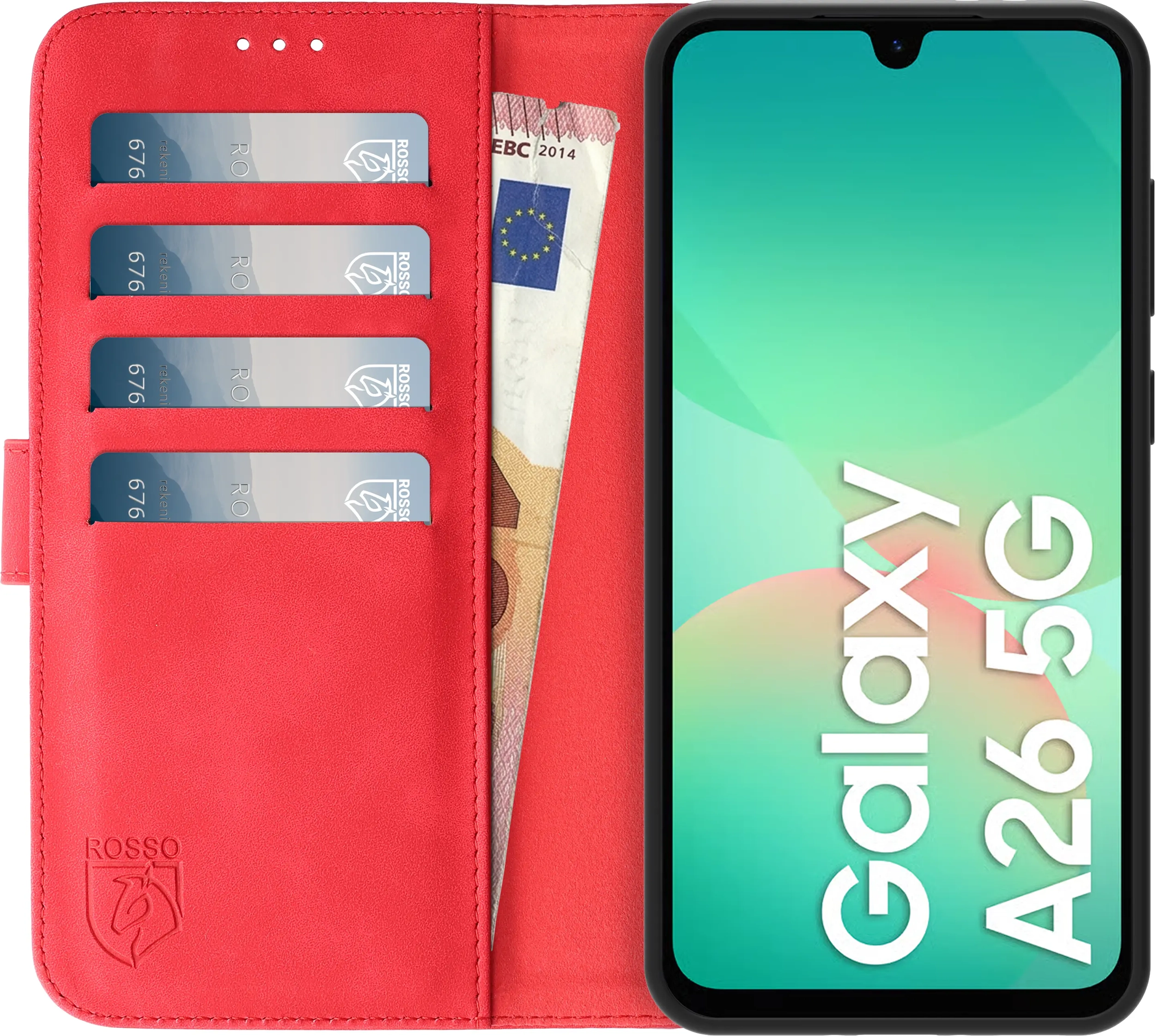 Rosso Element Samsung Galaxy A26 Hoesje Book Case Wallet Rood afbeelding 11