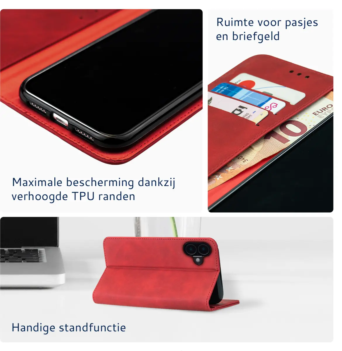 Rosso Element Samsung Galaxy A06 Hoesje Book Case Wallet Rood afbeelding 4