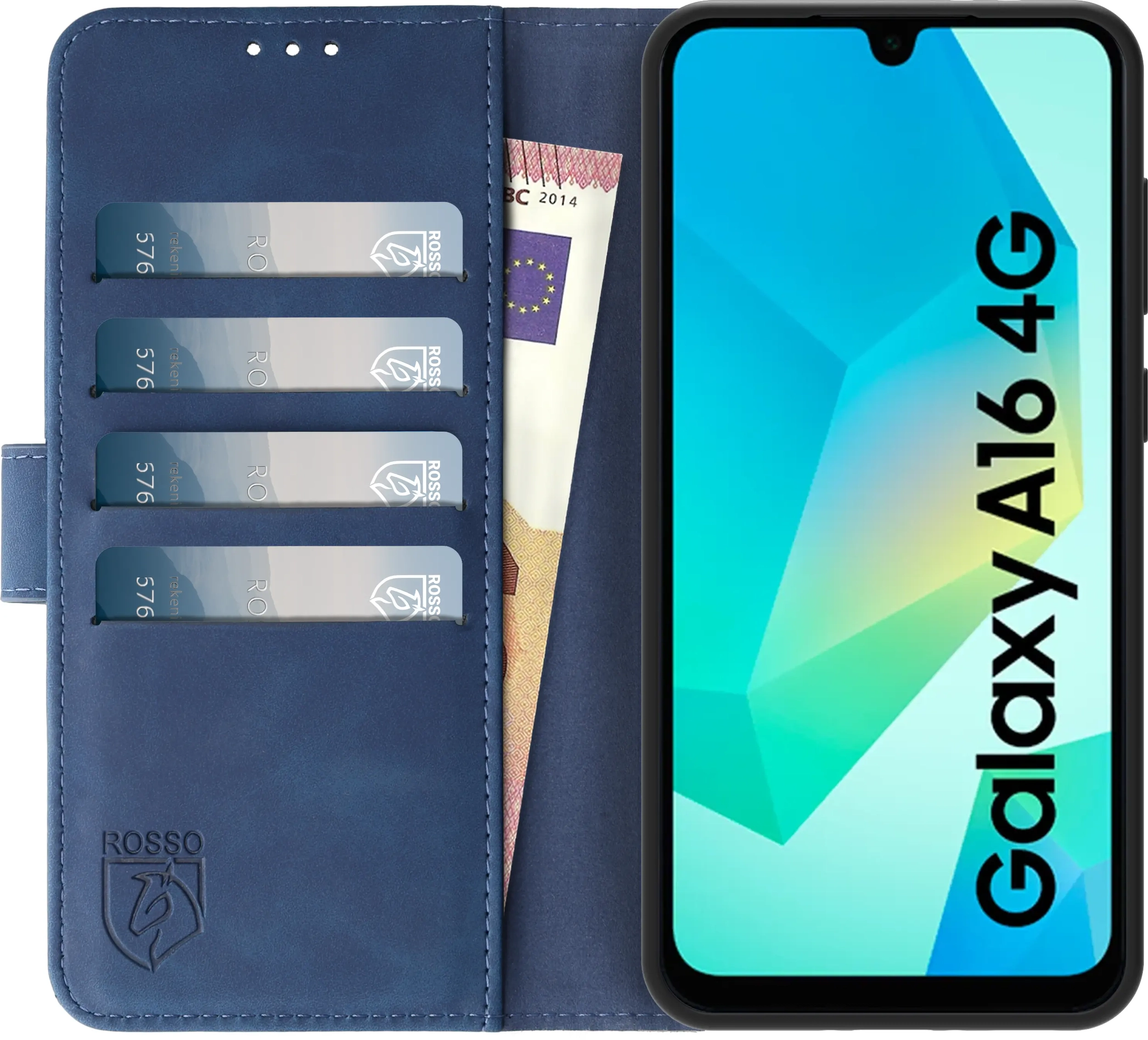 Rosso Element Samsung Galaxy A16 Hoesje Book Case Wallet Blauw afbeelding 12