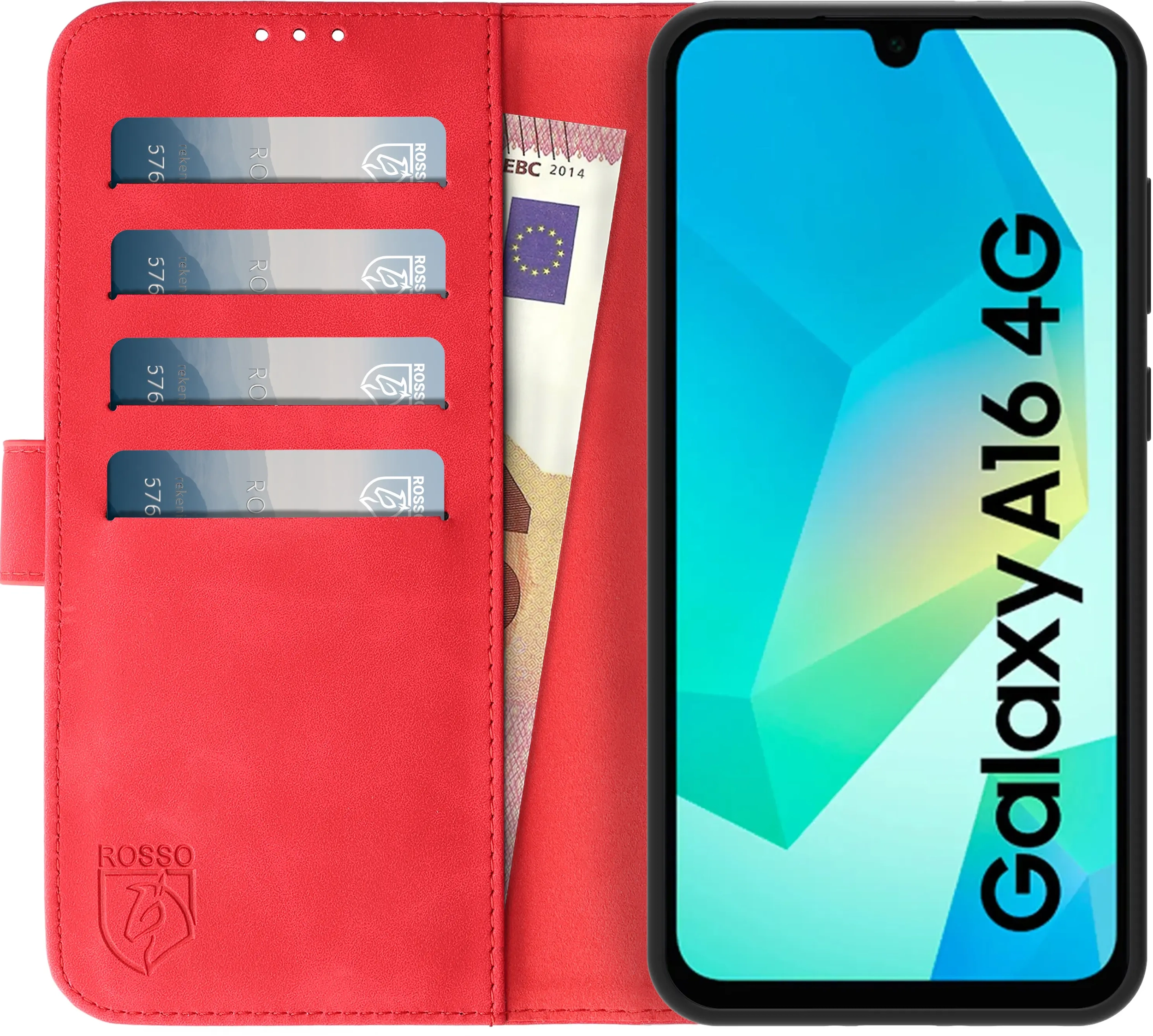 Rosso Element Samsung Galaxy A16 Hoesje Book Case Wallet Rood afbeelding 11