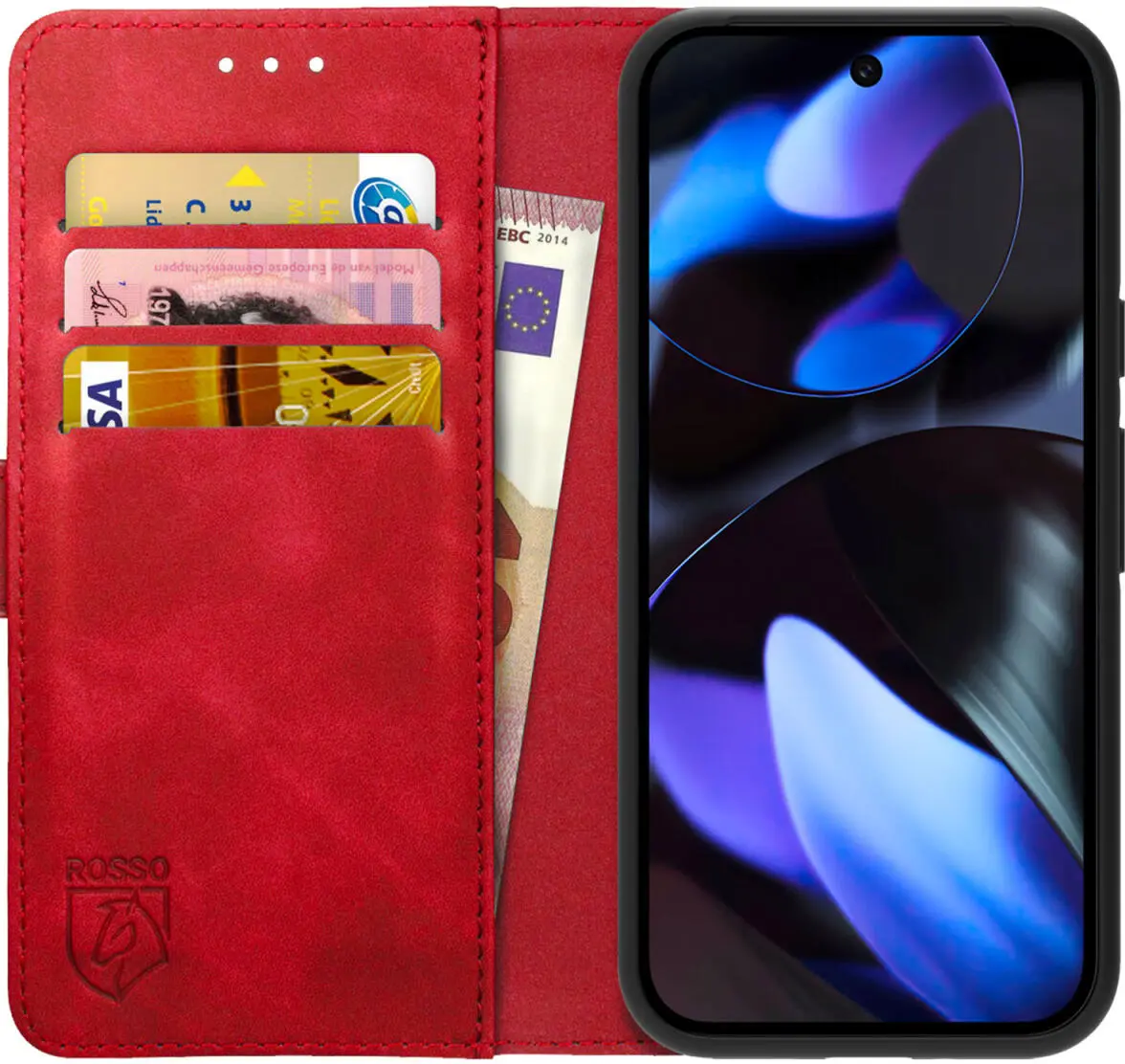 Rosso Element Google Pixel 9a Hoesje Book Case Wallet Rood afbeelding 1