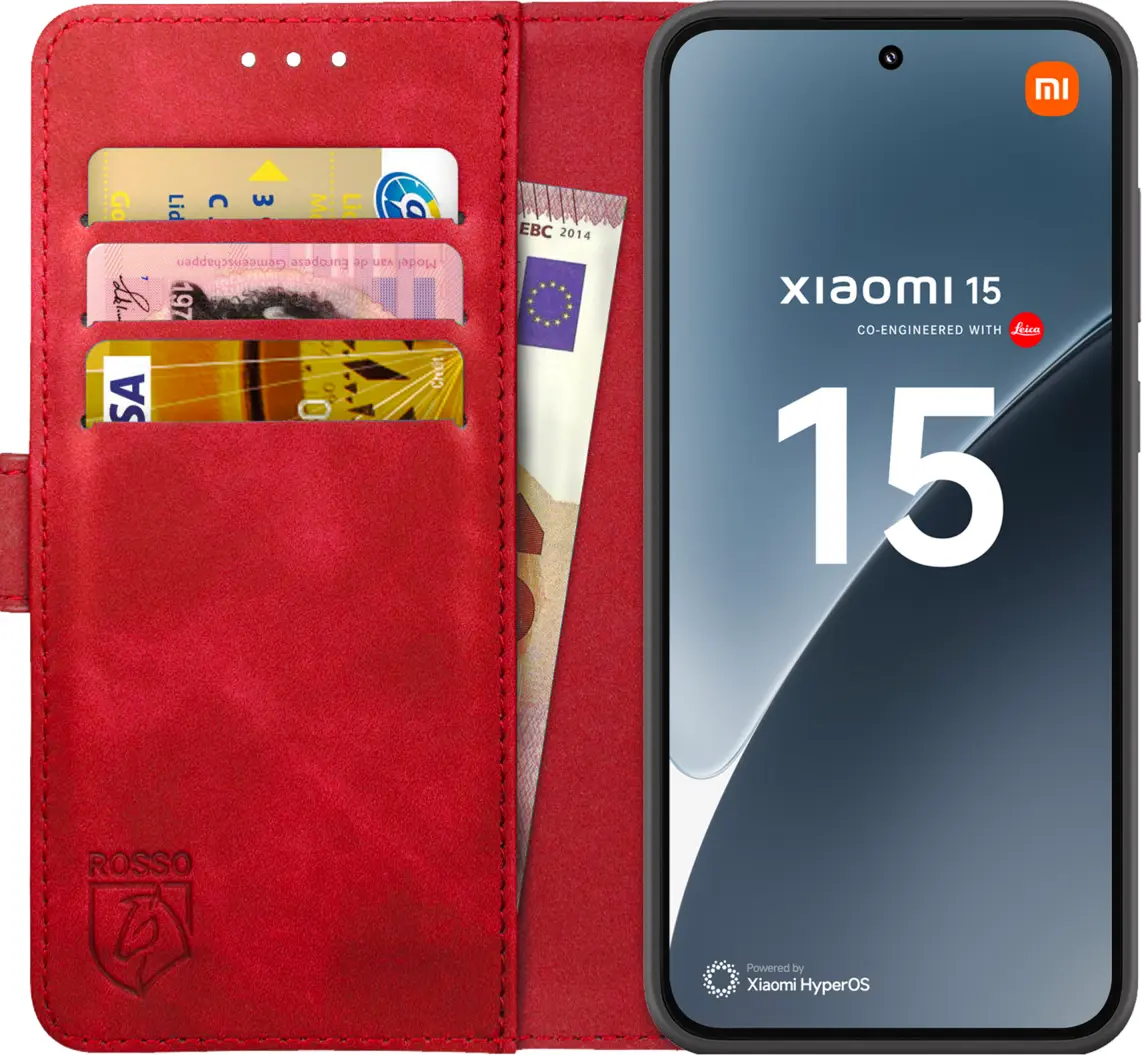 Rosso Element Xiaomi 15 Hoesje Book Case Wallet Rood afbeelding 1