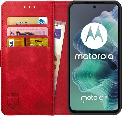 Rosso Element Motorola Moto G35 Hoesje Book Case Wallet Rood afbeelding 1