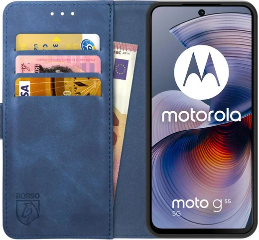 Rosso Element Motorola Moto G55 Hoesje Book Case Wallet Blauw afbeelding 1